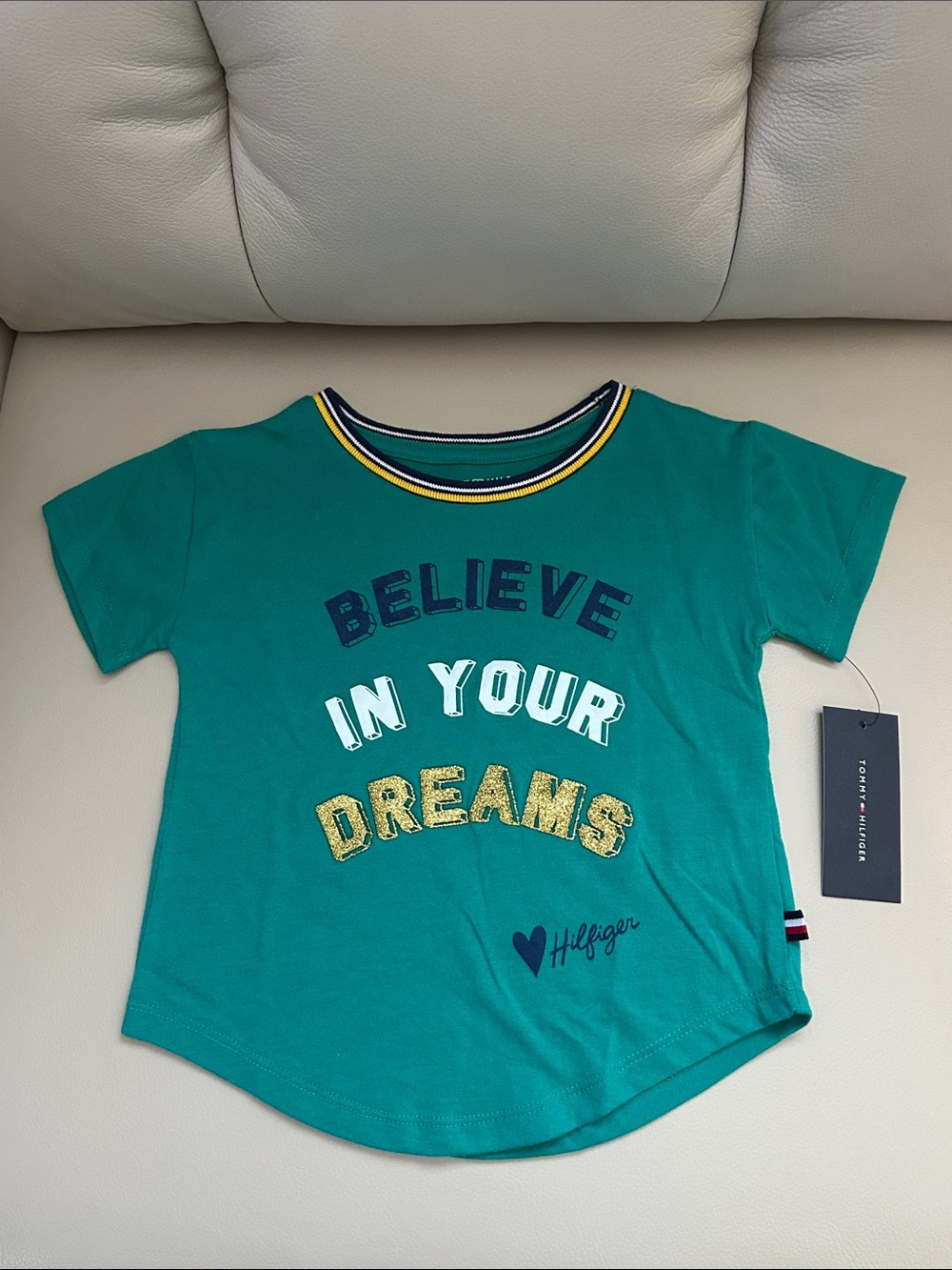 Tommy Hilfiger Teal 'Believe In Your Dreams' Short Sleeve Tee